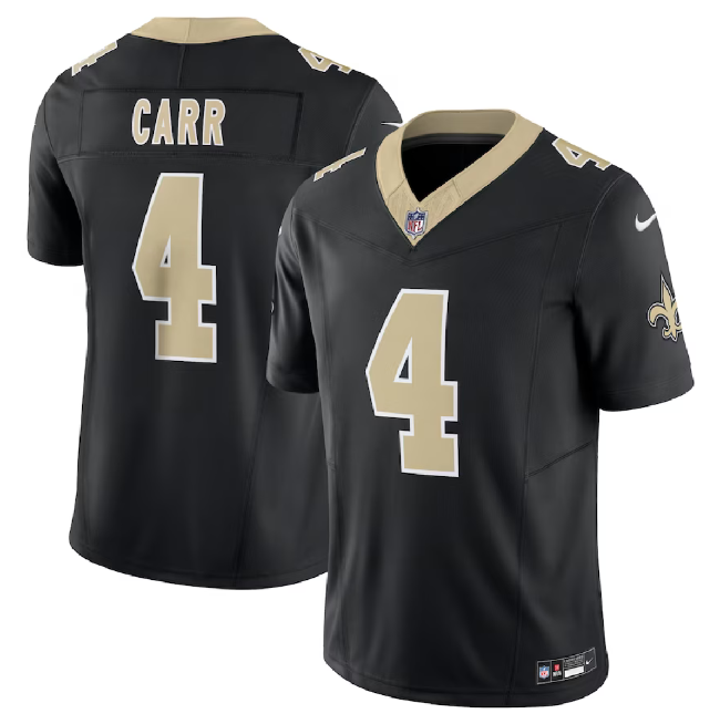 Mens New Orleans Saints #4 Derek Carr Black 2023 FUSE Vapor Untouchable Limited Stitched Jersey