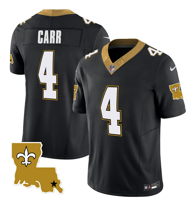 Mens New Orleans Saints #4 Derek Carr Black 2023 FUSE 1987 Legacy Vapor Stitched Jersey