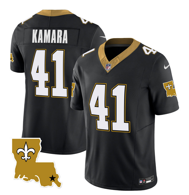 Mens New Orleans Saints #41 Alvin Kamara Black 2023 FUSE 1987 Legacy Vapor Stitched Jersey