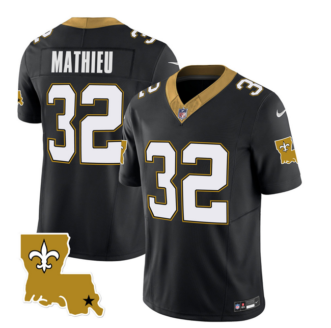 Mens New Orleans Saints #32 Tyrann Mathieu Black 2023 FUSE 1987 Legacy Vapor Stitched Jersey