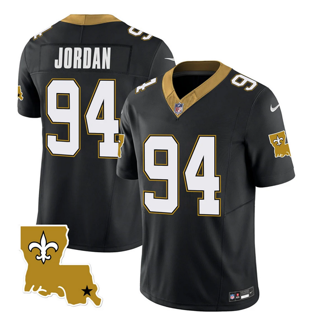 Mens New Orleans Saints #94 Cameron Jordan Black 2023 FUSE 1987 Legacy Vapor Stitched Jersey