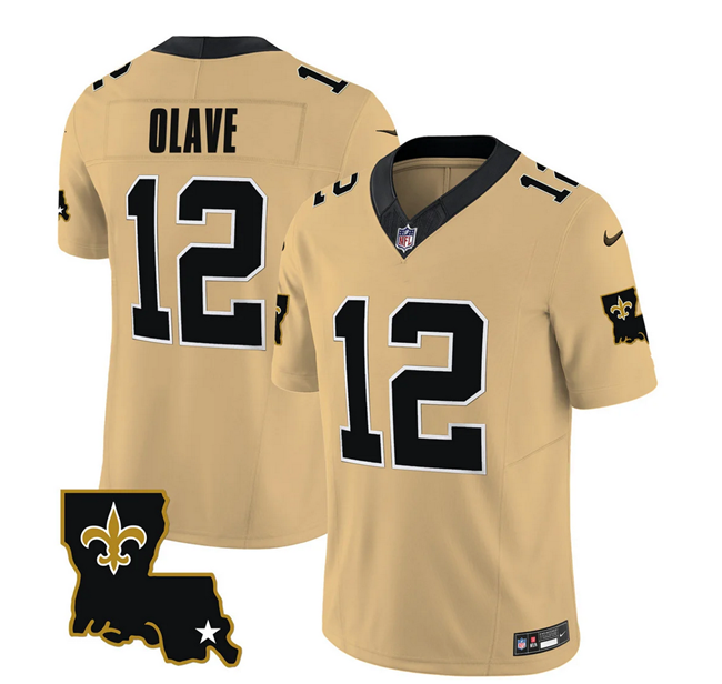 Mens New Orleans Saints #12 Chris Olave Gold 2023 FUSE 1987 Legacy Vapor Stitched Jersey