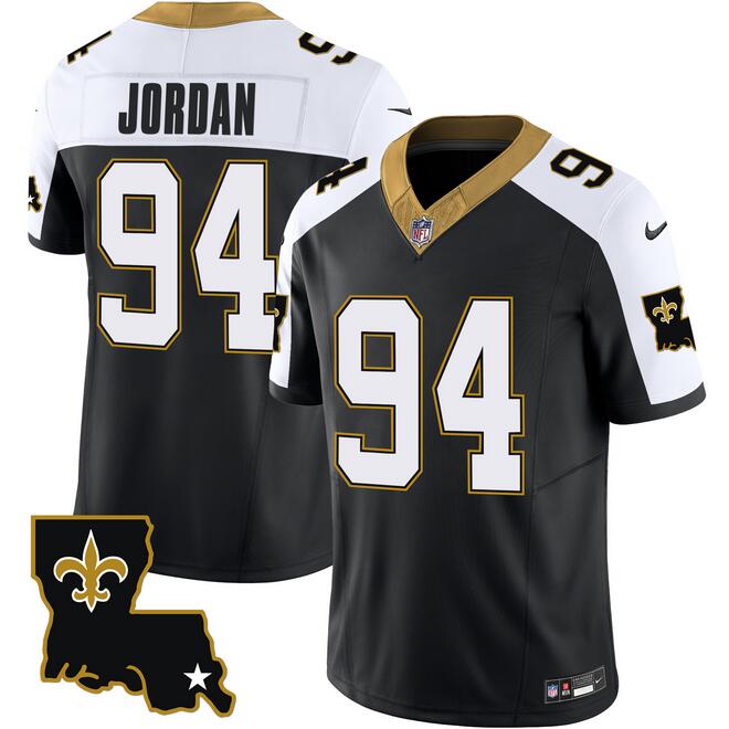Mens New Orleans Saints #94 Cameron Jordan Black White 2023 FUSE 1987 Legacy Vapor Stitched Jersey
