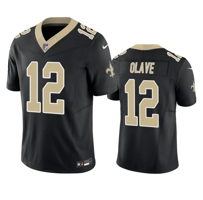 Mens New Orleans Saints #12 Chris Olave Black 2023 FUSE Vapor Untouchable Limited Stitched Jersey