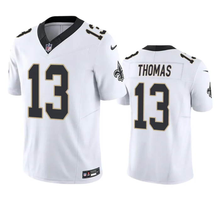 Mens New Orleans Saints #13 Michael Thomas White 2023 FUSE Vapor Untouchable Limited Stitched Jersey