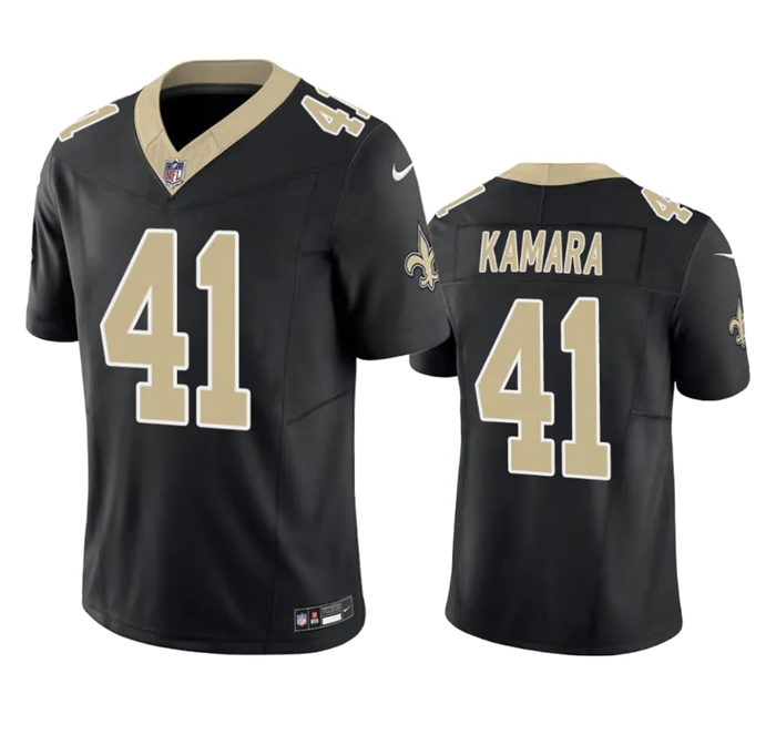 Mens New Orleans Saints #41 Alvin Kamara Black 2023 FUSE Vapor Untouchable Limited Stitched Jersey