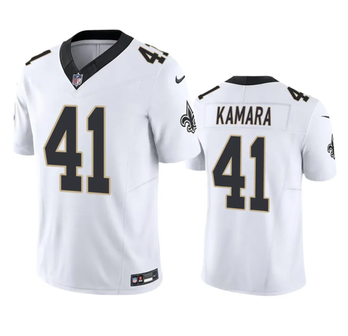 Mens New Orleans Saints #41 Alvin Kamara White 2023 FUSE Vapor Untouchable Limited Stitched Jersey