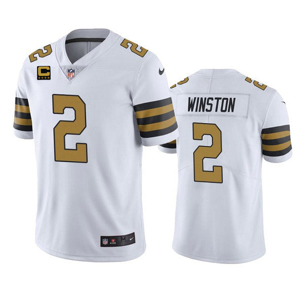 Mens New Orleans Saints 2022 #2 Jameis Winston White With 4-star C Patch Color Rush Cool Base Stitched Jersey