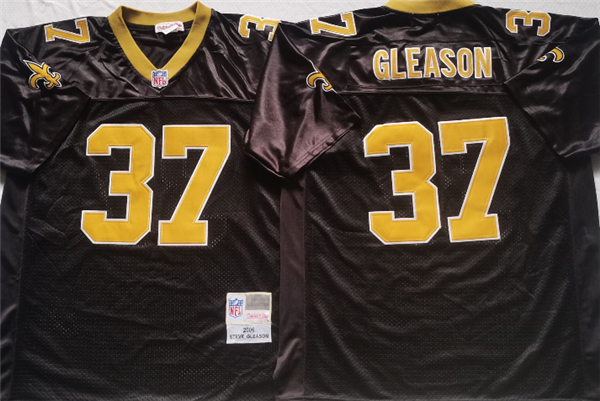 Mens New Orleans Saints #37 GLEASON Black Stitched Jersey