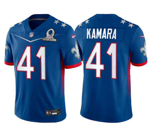 Mens New Orleans Saints #41 Alvin Kamara 2022 Royal NFC Pro Bowl Stitched Jersey