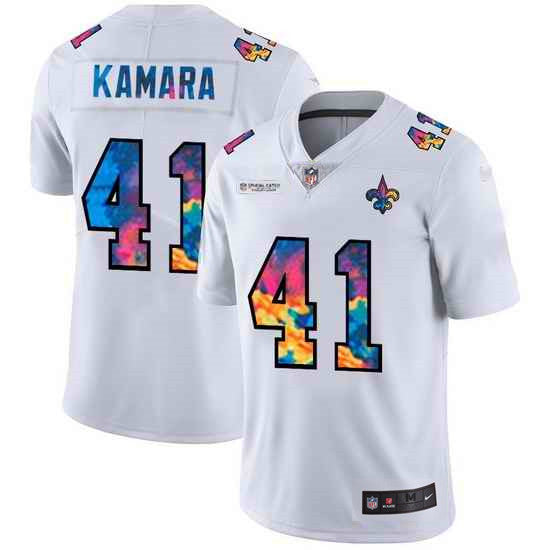 Mens New Orleans Saints #41 Alvin Kamara White Crucial Catch Limited Stitched Jersey