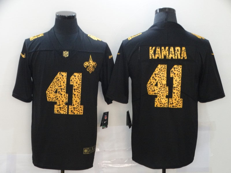 Mens New Orleans Saints #41 Alvin Kamara 2020 Black Leopard Print Fashion Limited Stitched Jersey