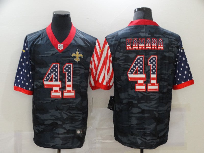 Mens New Orleans Saints #41 Alvin Kamara 2020 Camo USA Flag Limited Stitched Jersey