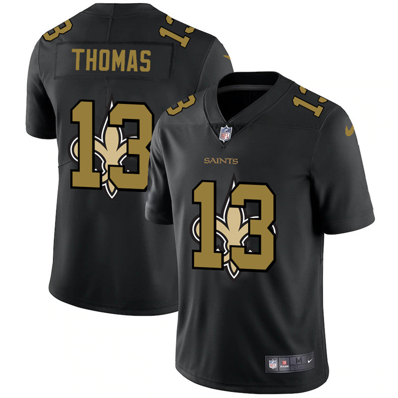 Mens New Orleans Saints #13 Michael Thomas 2020 Black Shadow Logo Limited Stitched Jersey