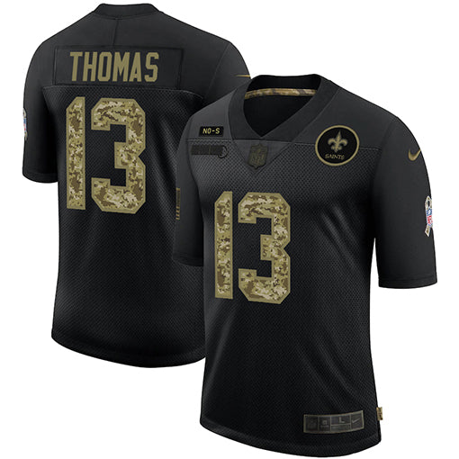 Mens New Orleans Saints #13 Michael Thomas 2020 Black Salute To Service Limited Stitched Jersey