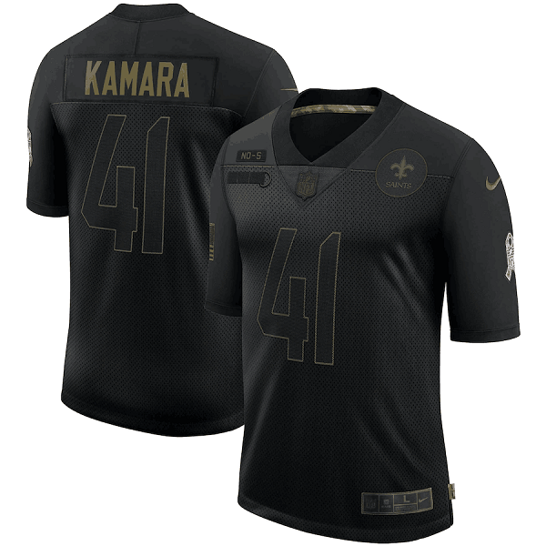 Mens New Orleans Saints #41 Alvin Kamara 2020 Black Salute To Service Limited Stitched Jersey