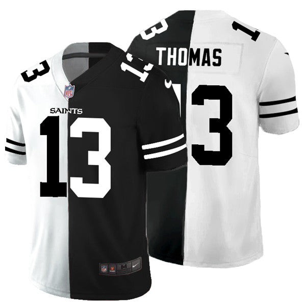 Mens New Orleans Saints #13 Michael Thomas Black White Split Limited Stitched Jersey