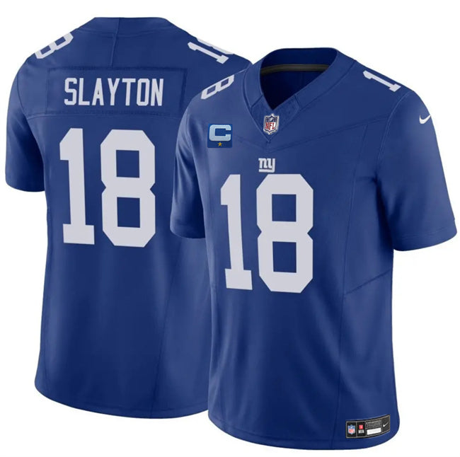 Mens New York Giants #18 Darius Slayton Blue 2025 FUSE With 1-Star C Patch Vapor Untouchable Limited Stitched Jersey