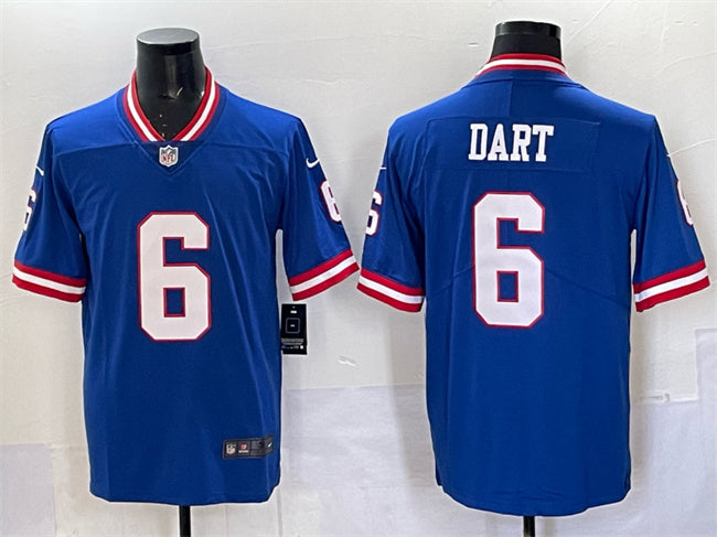 Mens New York Giants #6 Jaxson Dart Royal 2025 Draft Vapor Untouchable Classic Retired Player Stitched Jersey
