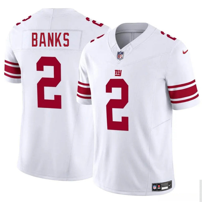 Mens New York Giants #2 Deonte Banks White 2025 FUSE Vapor Untouchable Limited Stitched Jersey