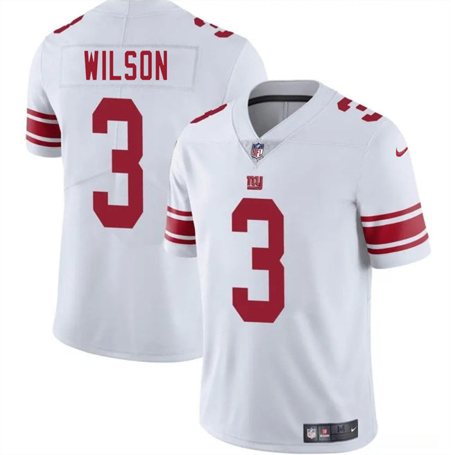Mens New York Giants #3 Russell Wilson White 2025 Vapor Untouchable Limited Stitched Jersey