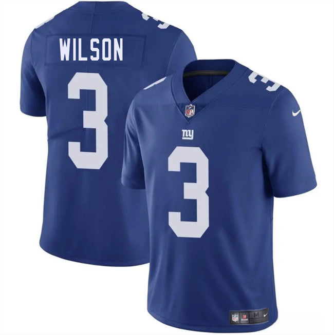 Mens New York Giants #3 Russell Wilson Blue 2025 Vapor Untouchable Limited Stitched Jersey