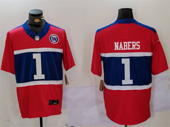 Mens New York Giants #1 Malik Nabers Red 2024 FUSE With Patch Vapor Untouchable Limited Stitched Jersey