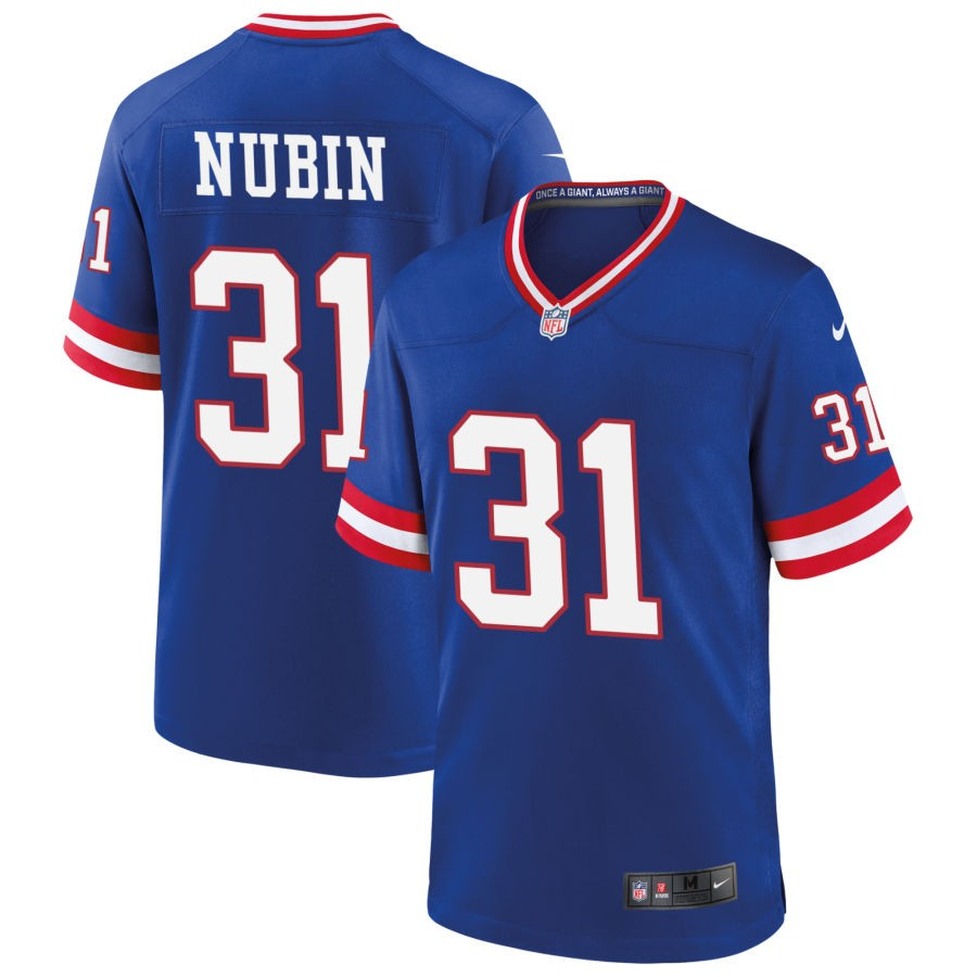 Mens New York Giants #31 Tyler Nubin Royal Classic Football Stitched Game Jersey