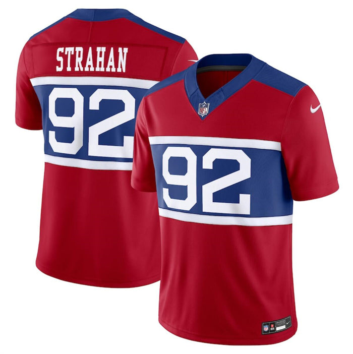 Mens New York Giants #92 Michael Strahan Century Red Alternate Vapor FUSE Limited Stitched Football Jersey