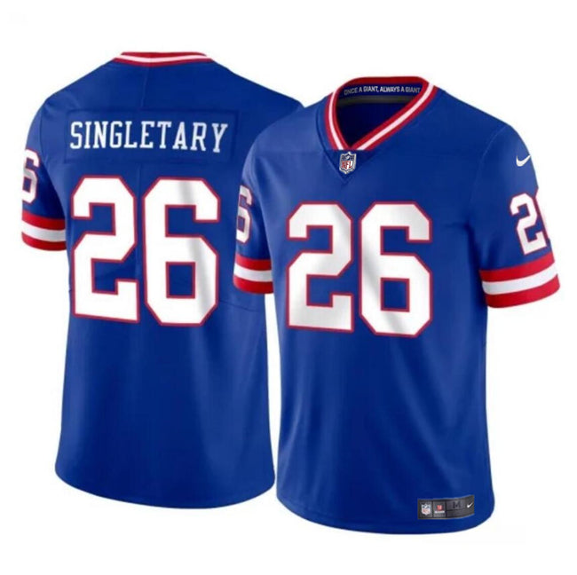 Mens New York Giants #26 Devin Singletary Royal Throwback Vapor Untouchable Limited Stitched Jersey