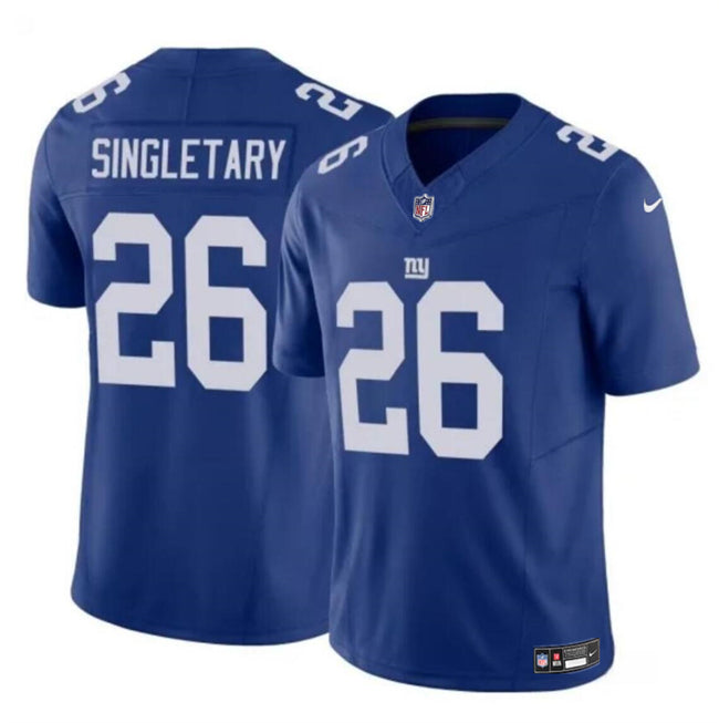 Mens New York Giants #26 Devin Singletary Blue 2023 FUSE Vapor Untouchable Limited Stitched Jersey