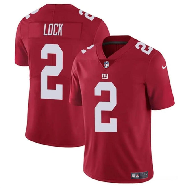 Mens New York Giants #2 Drew Lock Red Vapor Untouchable Limited Stitched Jersey