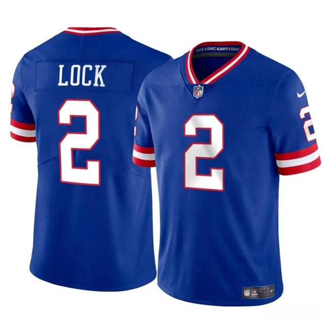 Mens New York Giants #2 Drew Lock Blue Throwback Vapor Untouchable Limited Stitched Jersey