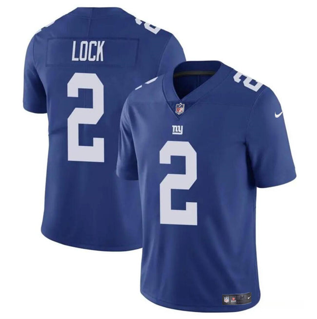 Mens New York Giants #2 Drew Lock Blue Vapor Untouchable Limited Stitched Jersey