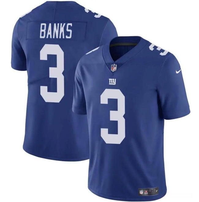 Mens New York Giants #3 Deonte Banks Blue Vapor Untouchable Limited Stitched Jersey