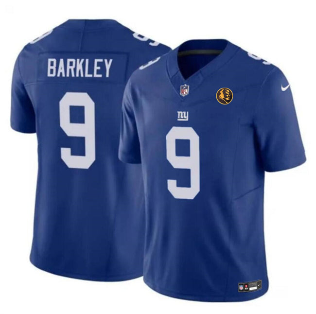 Mens New York Giants #9 Matt Barkley Blue 2023 FUSE With John Madden Patch Vapor Limited Stitched Football Jersey
