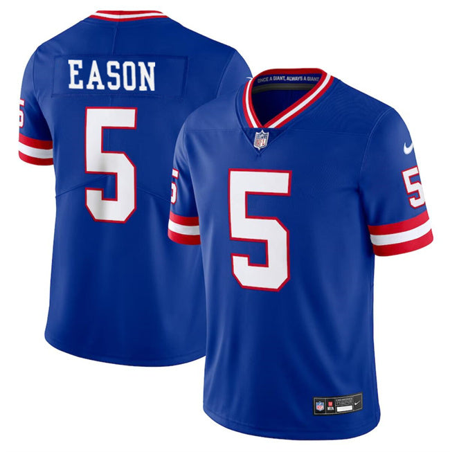 Mens New York Giants #5 Jacob Eason Royal Throwback Limited Stitched Jersey