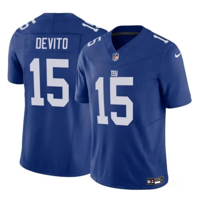 Mens New York Giants #15 Tommy DeVito Blue 2023 FUSE Vapor Untouchable Limited Stitched Jersey