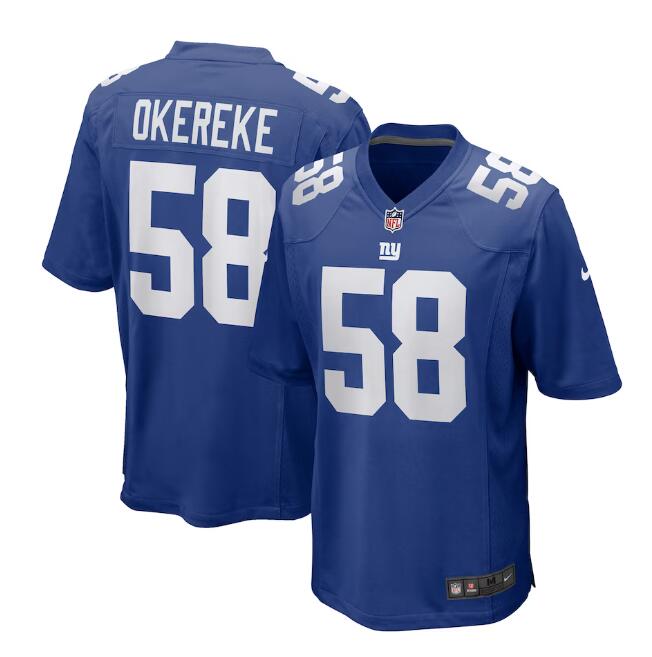 Mens New York Giants #58 Bobby Okereke Royal Stitched Game Jersey