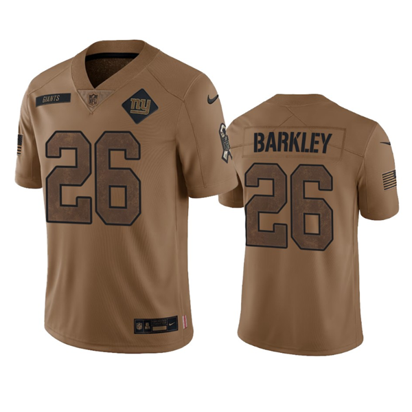 Mens New York Giants #26 Saquon Barkley 2023 Brown Salute To Service Vapor Untouchable Limited Stitched Jersey