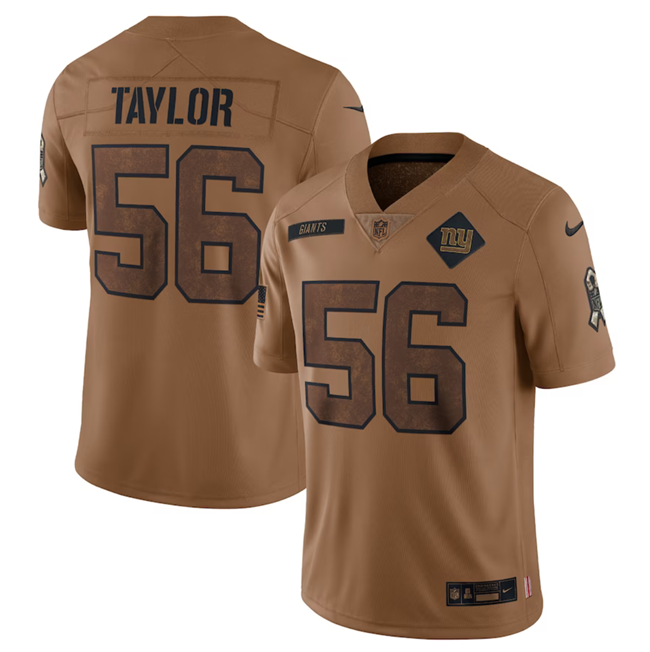 Mens New York Giants #56 Lawrence Taylor 2023 Brown Salute To Service Vapor Untouchable Limited Stitched Jersey
