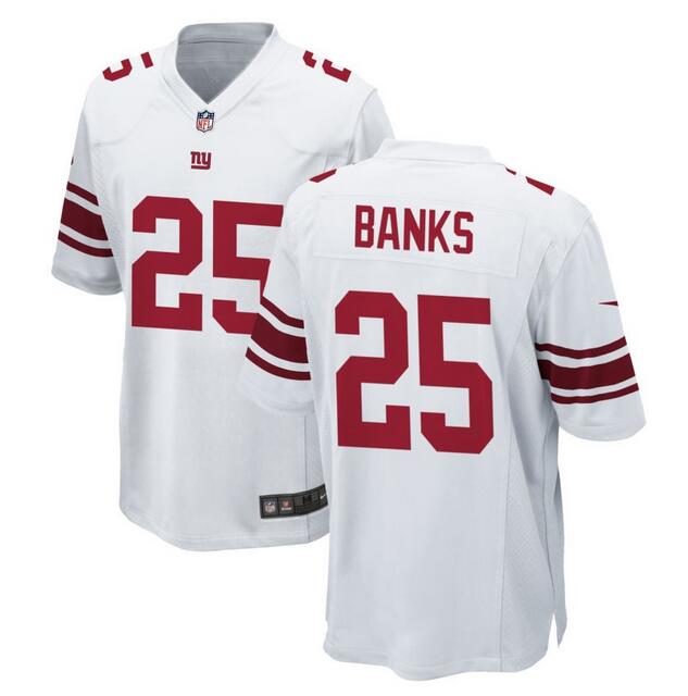 Mens New York Giants #25 Deonte Banks White Stitched Game Jersey