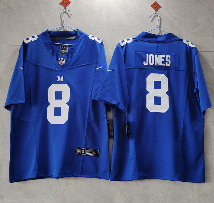 Mens New York Giants #8 Daniel Jones Blue 2023 FUSE Vapor Untouchable Limited Stitched Jersey