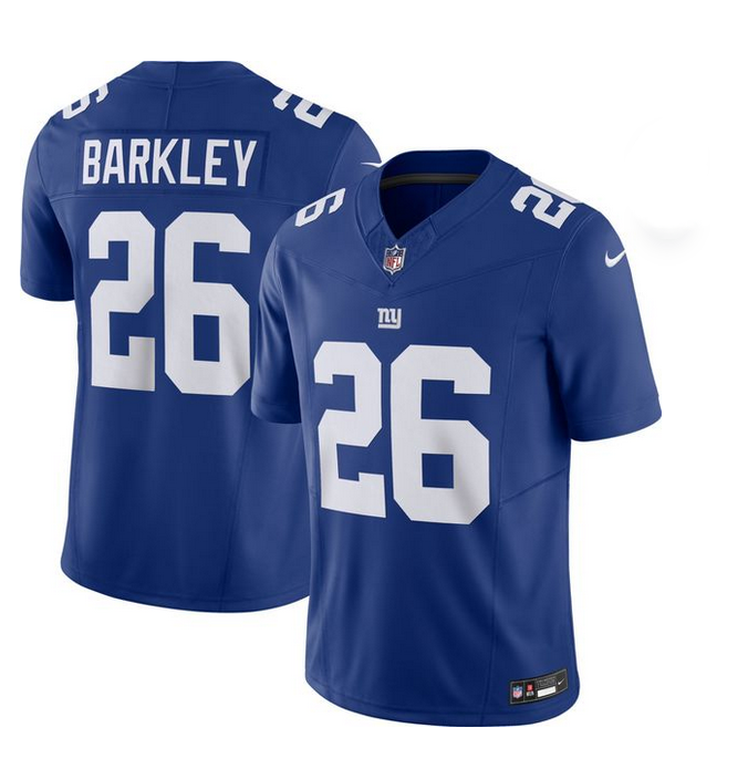 Mens New York Giants #26 Saquon Barkley Blue 2023 FUSE Vapor Untouchable Limited Stitched Jersey