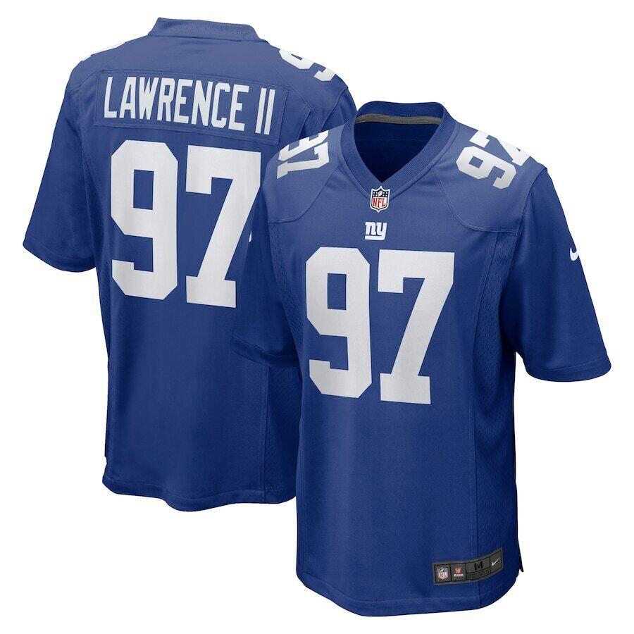 Mens New York Giants #97 Dexter Lawrence II Rush Blue Stitched Game Jersey