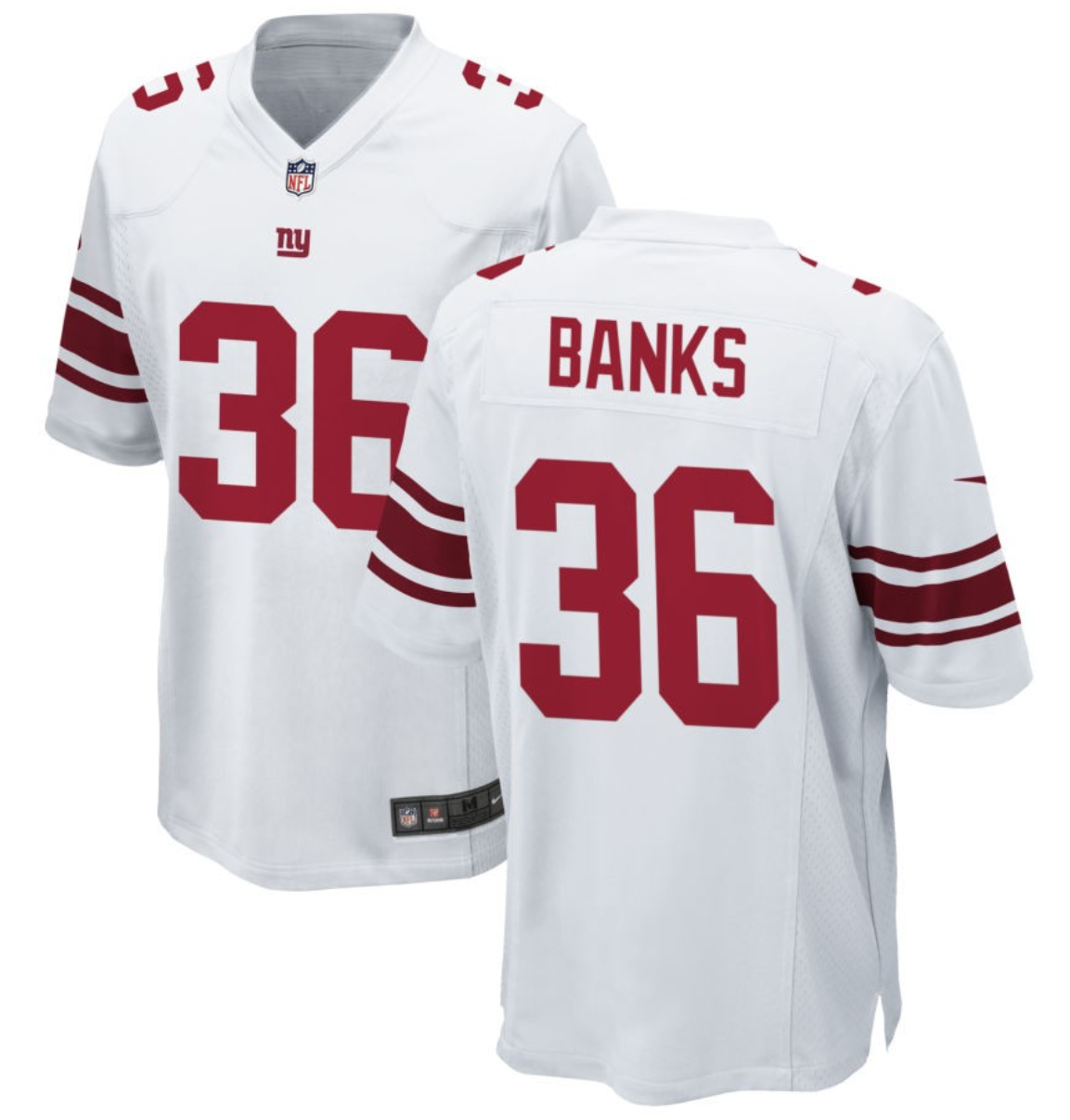 Mens New York Giants #36 Deonte Banks White 2023 Draft Stitched Game Jersey