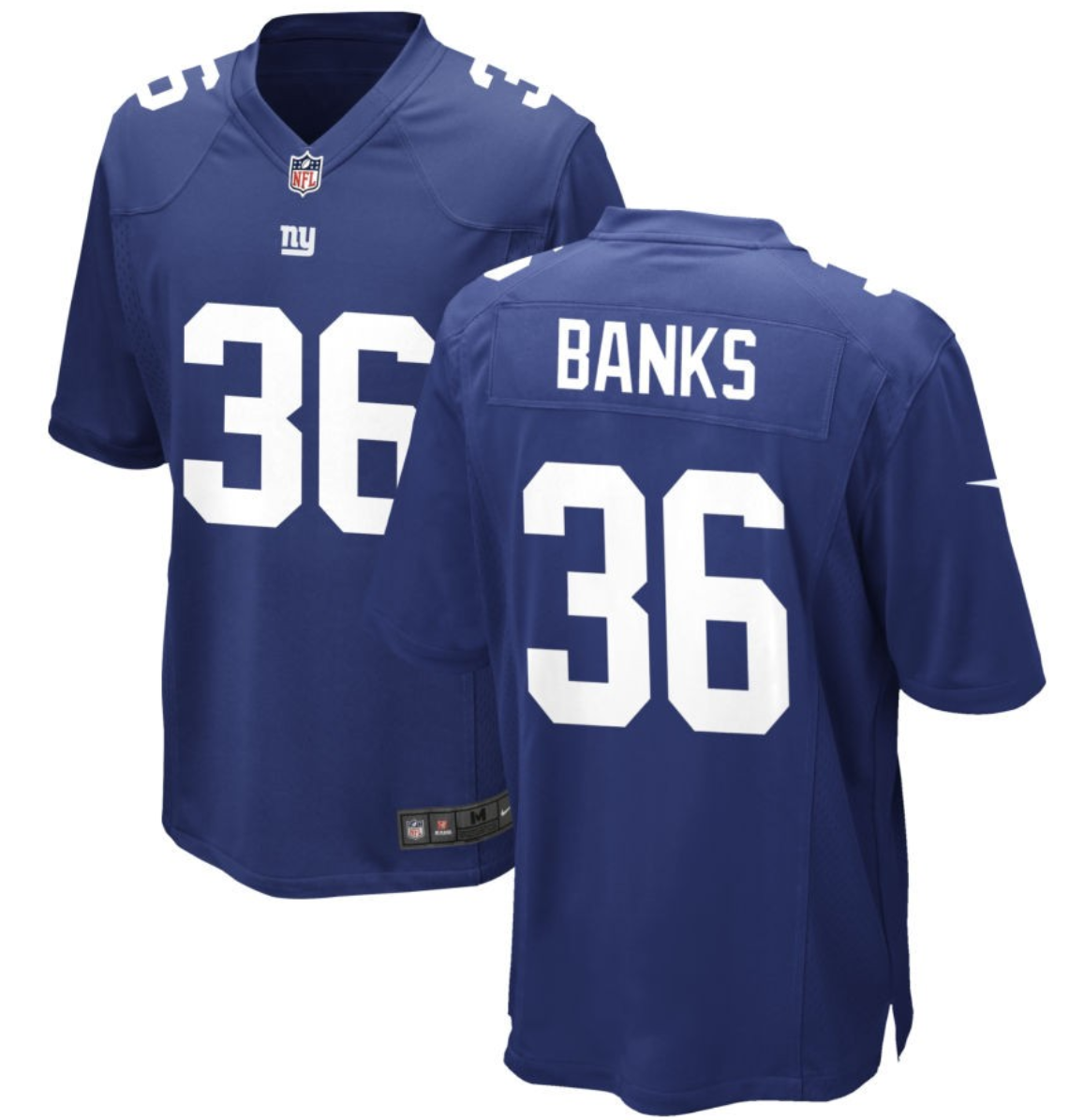 Mens New York Giants #36 Deonte Banks Blue 2023 Draft Stitched Game Jersey