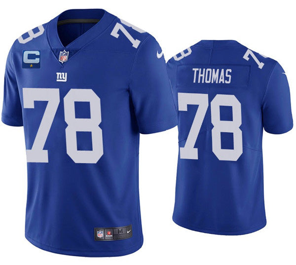 Mens New York Giants #78 Andrew Thomas Blue With C Patch Vapor Untouchable Limited Stitched Jersey