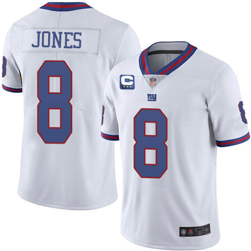 Mens New York Giants #8 Daniel Jones White With 3-star C Patch Limited Stitched Jersey