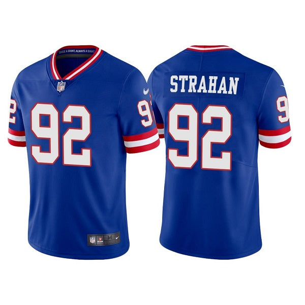 Mens New York Giants #92 Michael Strahan Royal Vapor Untouchable Classic Retired Player Stitched Game Jersey